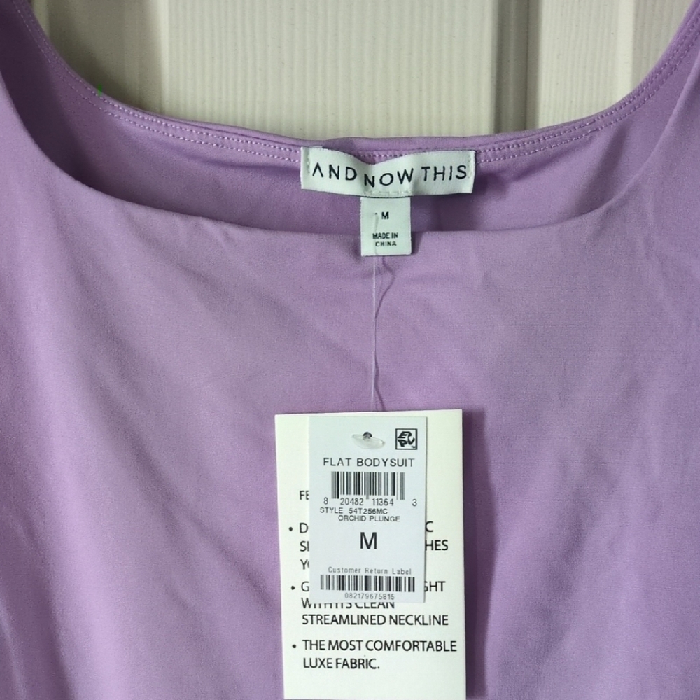 And Now This Orchid Purple Scoop Neck Bodysuit - Women's M